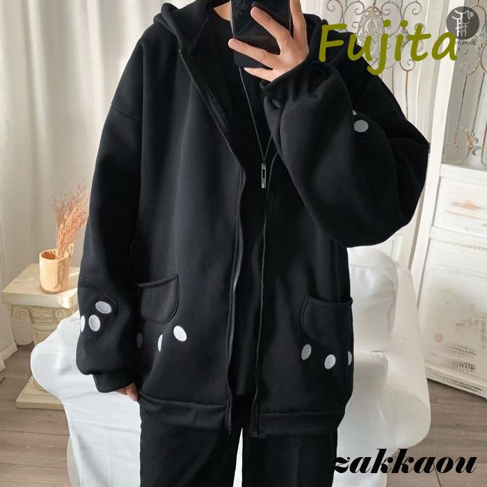 新品わちふぃーるど　ダヤン 耳付きパーカー　マフラーセットスウェットジャケット ダヤン パーカー わちふぃーるど 猫みみパーカー 猫は液体