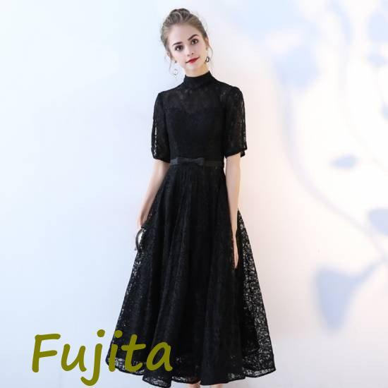 ANAYI 袖レース　ドレス　ワンピース　結婚式　36 結婚式・パーティー・オケージョンドレス】総レースフレア