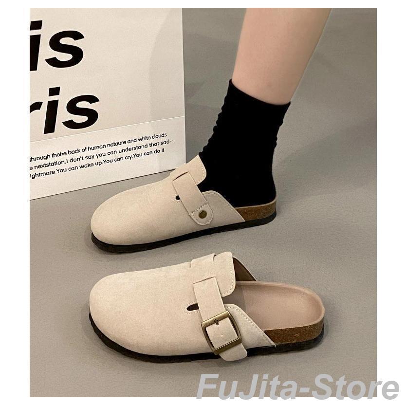 スリッポン スエード サボサンダル かかとなし ぺたんこ