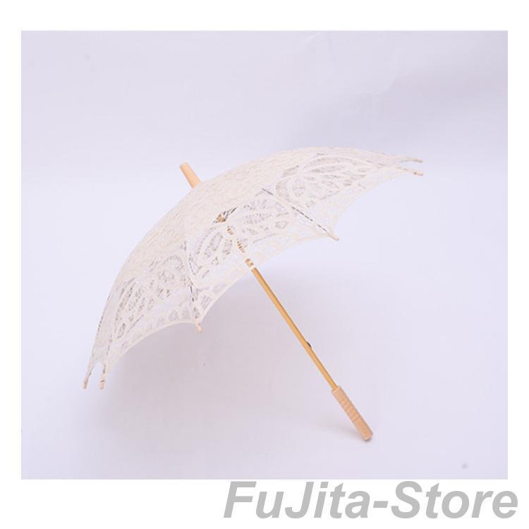 未使用　バテンレース　日傘　エレガント 純パラソル 長傘 直径60cm おしゃれ 日傘 総バテンレース UV