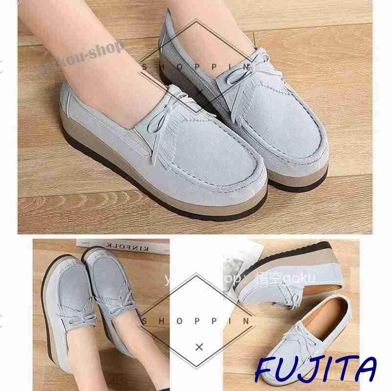 PIPPICHIC ベージュ モカシン 靴 本体 LibertyDoll チロリアンシューズ レディース モカシン 厚底 5cm