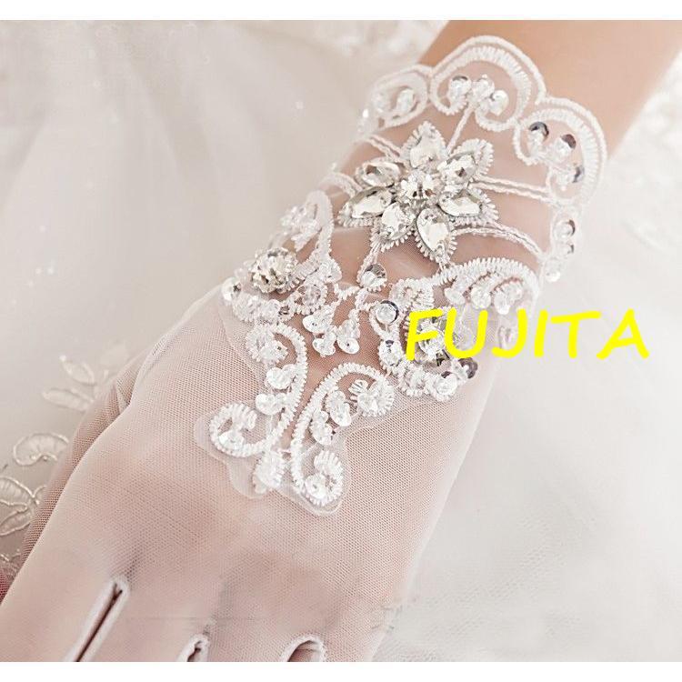 ウェディンググローブ レース手袋 ショート シアーレース