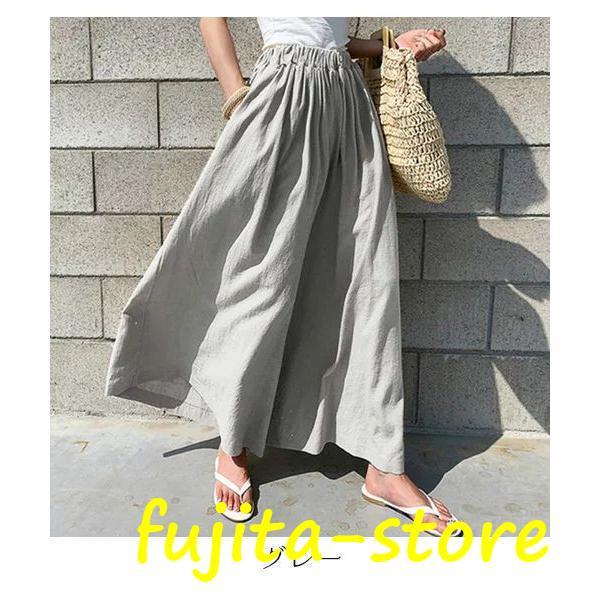 パンツワイドパンツ ガウチョパンツ ハイウエスト 無地 マキシ丈