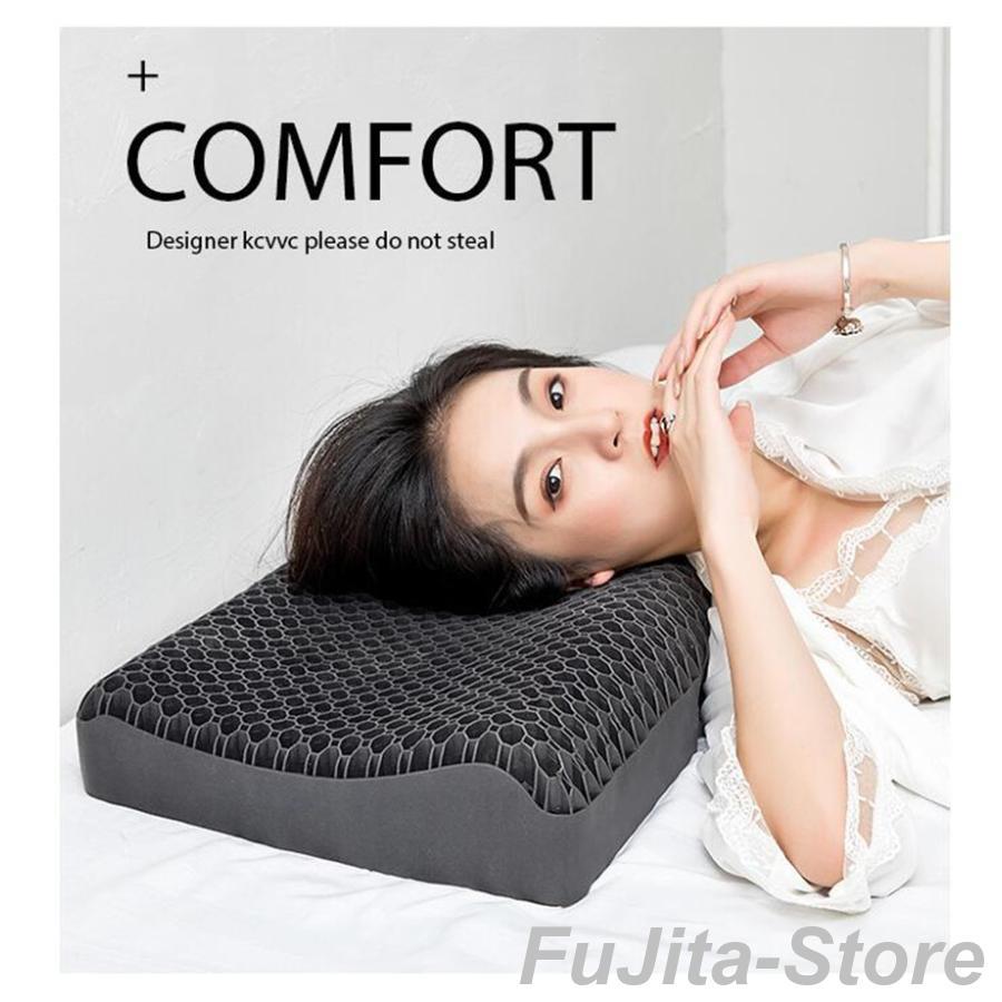 枕 ジェル枕 カバー付 まくら 洗える ハニカム構造 横向き