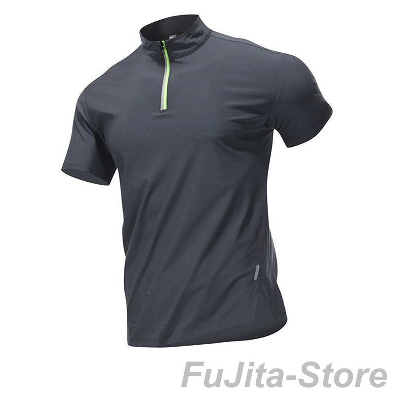 メンズ ハイネック ハーフジップ 半袖 Tシャツ シャツ ゴルフ