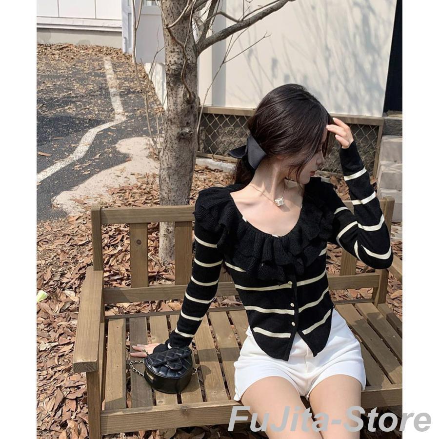 フリルニットトップス フリルニットトップス オフショルダー秋服 : 藤田ストア - 通販