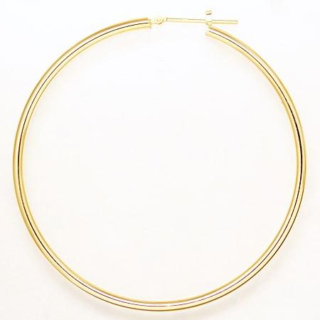 18金イエローゴールドフープピアス 2mm-50mm 両耳用１ペアー レディース メ ンズ 男女兼用の画像