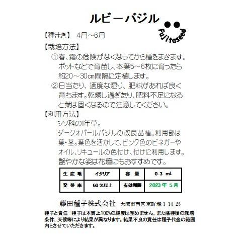 ハーブ タネ 種 ルビーバジル 藤田種子 H 62 藤田種子株式会社 通販 Yahoo ショッピング