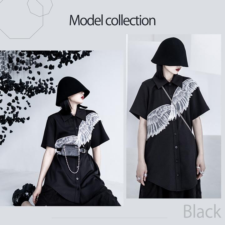 シャツ レディース 半袖シャツ おしゃれ Tシャツ ティーシャツ トップス アウター ストリート系 韓国ファッション 春夏 白 黒 デザインシャツ ファッションウィッグ エクステ Tefure 通販 Yahoo ショッピング
