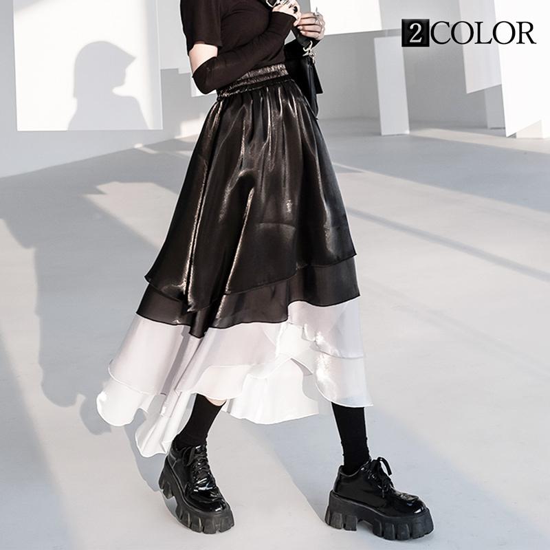 ティアードスカート スカート ロング ミモレ丈 フリル 白 黒 春 夏 ボトムス ストリート系 モード 韓国ファッション ティアードスカート ファッションウィッグ エクステ Tefure 通販 Yahoo ショッピング
