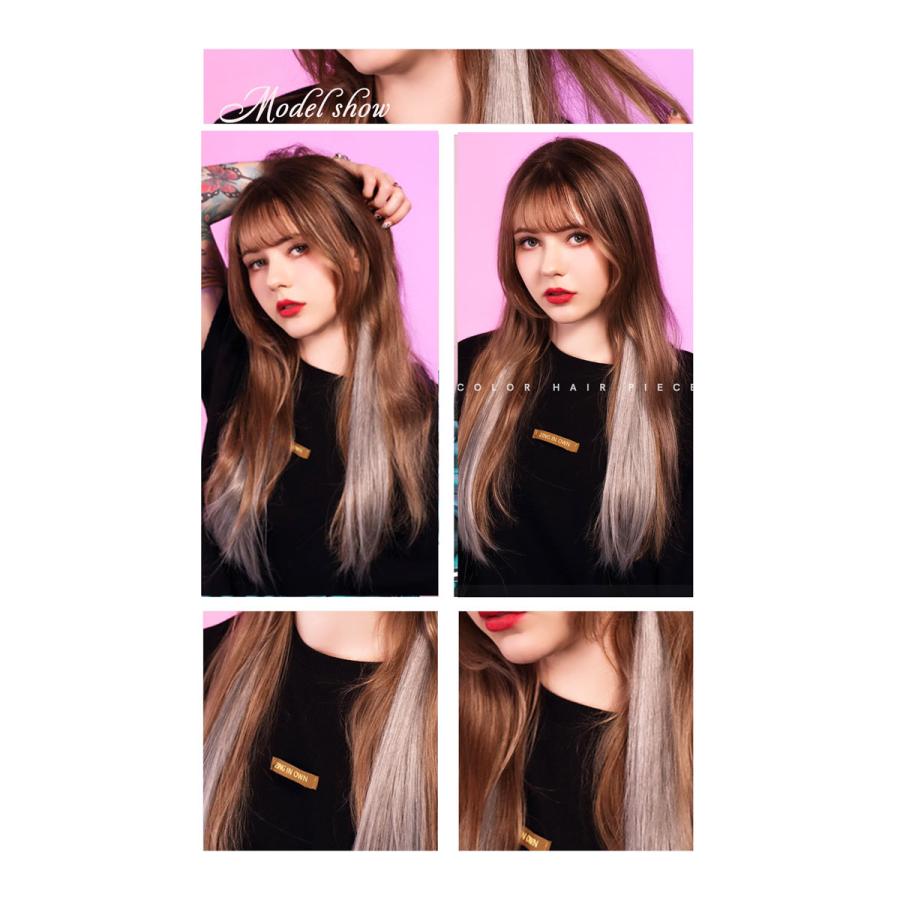 メール便送料無料 ワンタッチエクステ 7cm幅広 エクステ ワンタッチ 耐熱 ピンク カラー つけ毛 | TefuRe | 02