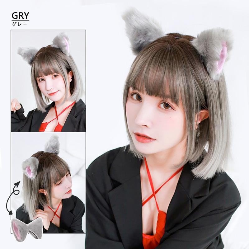 猫耳カチューシャ 猫耳 黒 白 ピンク 赤 オレンジ ヒョウ柄 コスプレ