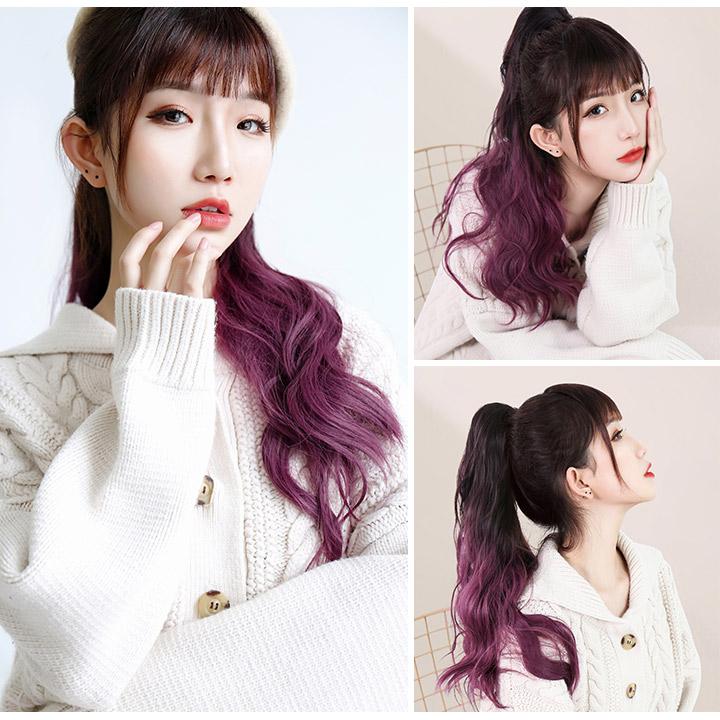 送料無料 ポニーテールウィッグ クリップ グラデーション ピンク