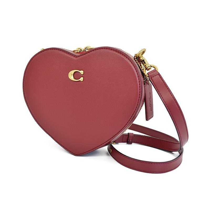 送料無料】COACH コーチ レザー ハート クロスボディ バッグ レッド 