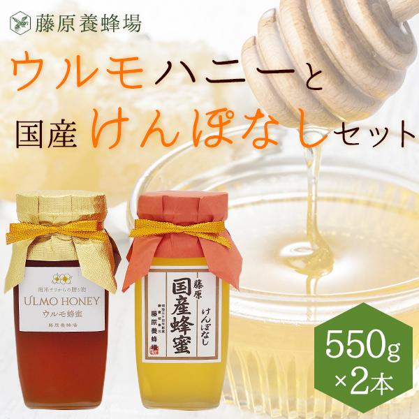 送料無料 ウルモの木の蜂蜜 (チリ産) と 藤原国産蜂蜜 けんぽなし 2本セット 各550g お歳暮 ギフト