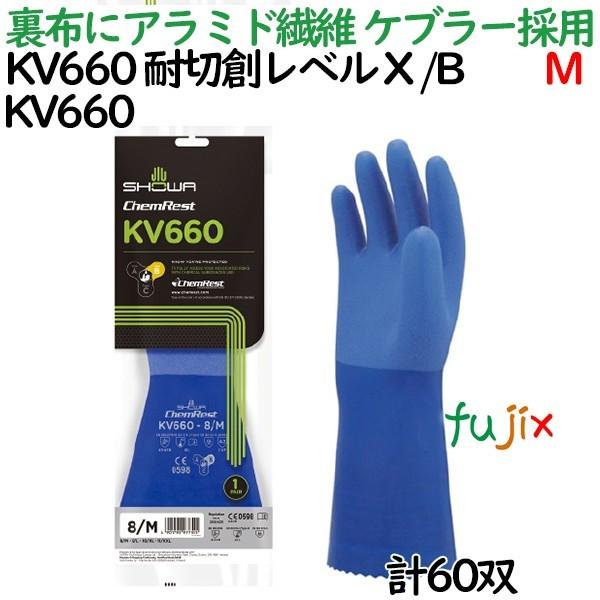 耐切創手袋　KV660　Mサイズ　塩化ビニールコーティング　60双／ケース　KV660　ショーワグローブ　X　耐切創レベル　B