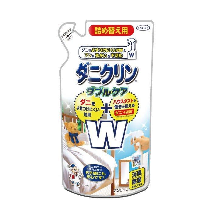 ダニ ハウスダスト 対策スプレー ダニクリン　Wケア 詰め替え用 230ｍL×24個／ケース 日本アトピー協会推薦品 防虫 駆除 忌避 退治 殺虫成分不使用 爆買