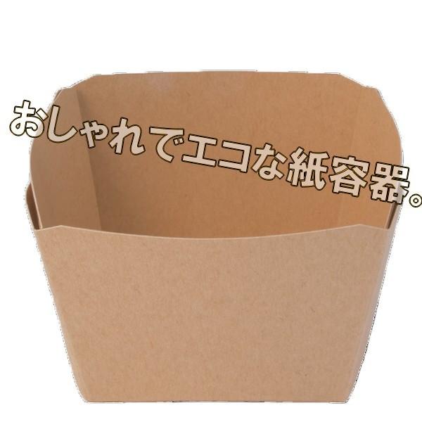 テイクアウト おしゃれ 使い捨て容器 CT126×126×H75-680　クラフト（L）紙容器 600個／ケース