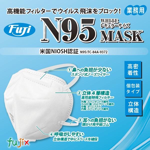 N95マスク 個包装 400枚（20枚×20小箱）／ケース　68200　NIOSH認定　フジナップ｜fujix-sizai｜02