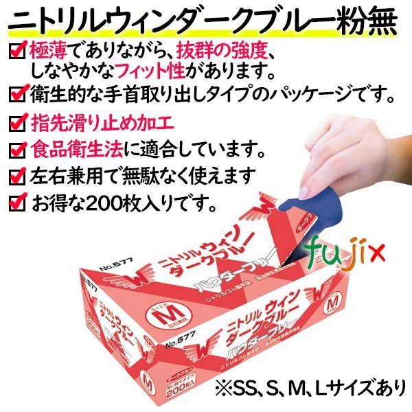 ニトリルウィン ダークブルー 粉なし Mサイズ 4000枚（200枚×20箱