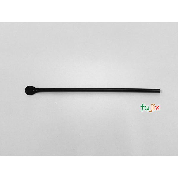 輸入 カキ氷用 スプーンストロー 6mm×21cm 包装なし 黒色 10000本（500