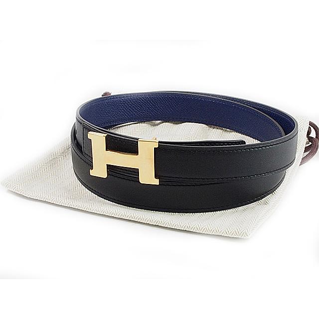 富士屋 ◇ エルメス Hバックルベルト ボックスカーフ×トゴ 黒  