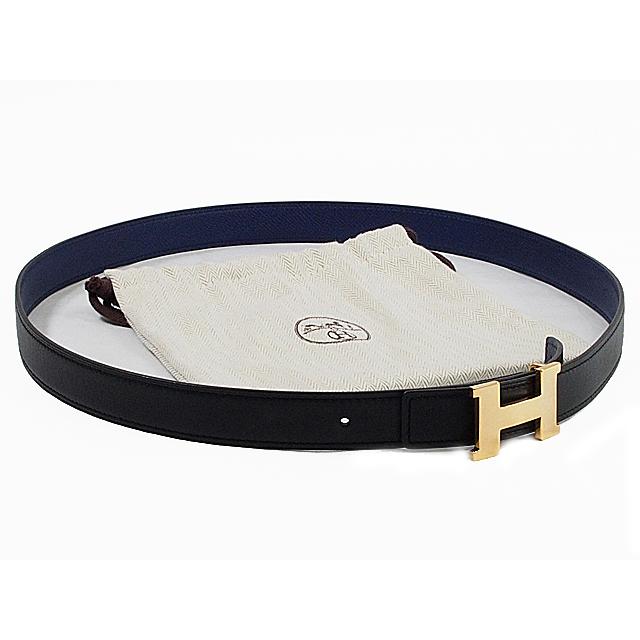 富士屋 ◇ エルメス Hバックルベルト ボックスカーフ×トゴ 黒  