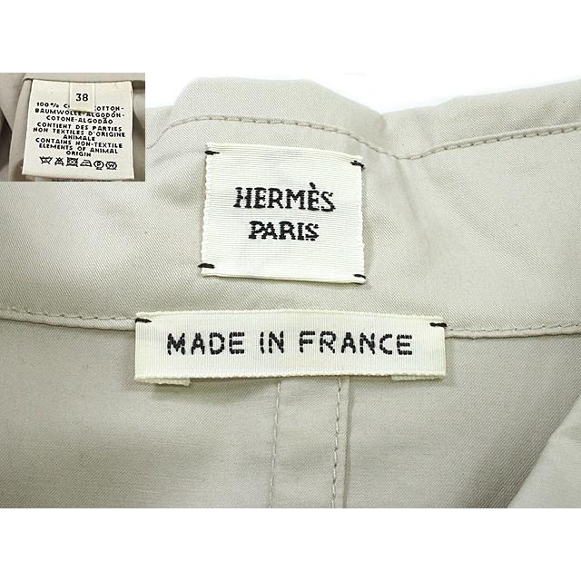 富士屋 ◇ エルメス HERMES ワンピース コットン グレージュ 96-7903 