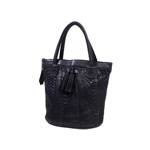 富士屋 ◆ イビザ IBIZA ハンドバッグ 黒 パイソン