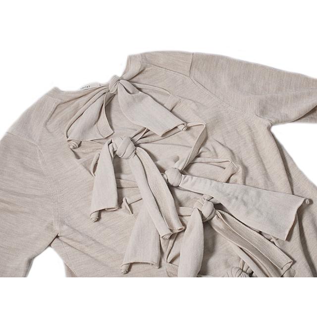 CELINE 富士屋 ◇ セリーヌ 2 3BV5 6807 リボンニット ベージュ