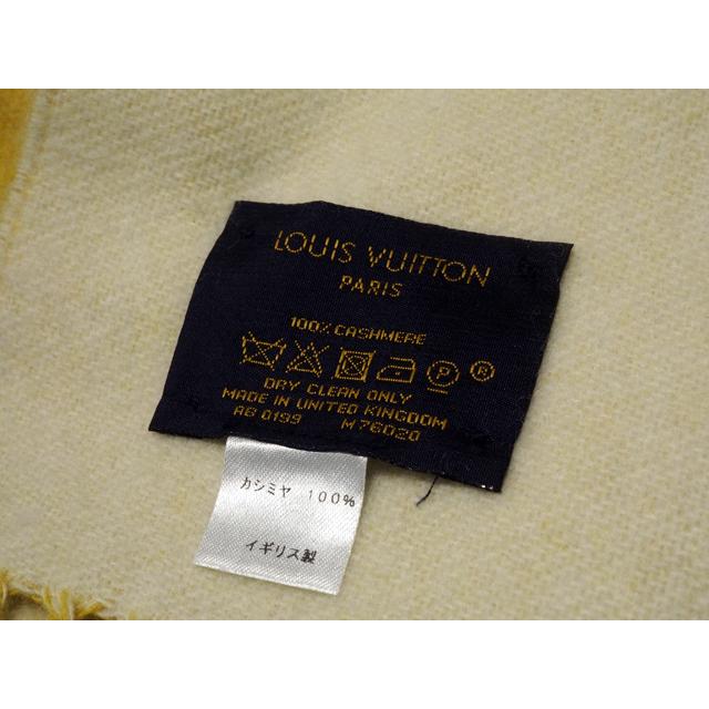 富士屋 ◆ ルイヴィトン LOUIS VUITTON モノグラム・スプリット M76020 カシミヤ ストール イエロー/ホワイト｜fujiya78｜03