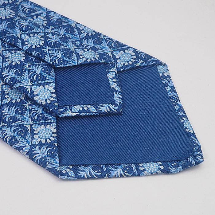 富士屋◇ エルメス HERMES シルク ネクタイ 花柄 ブルー系 : 富士屋