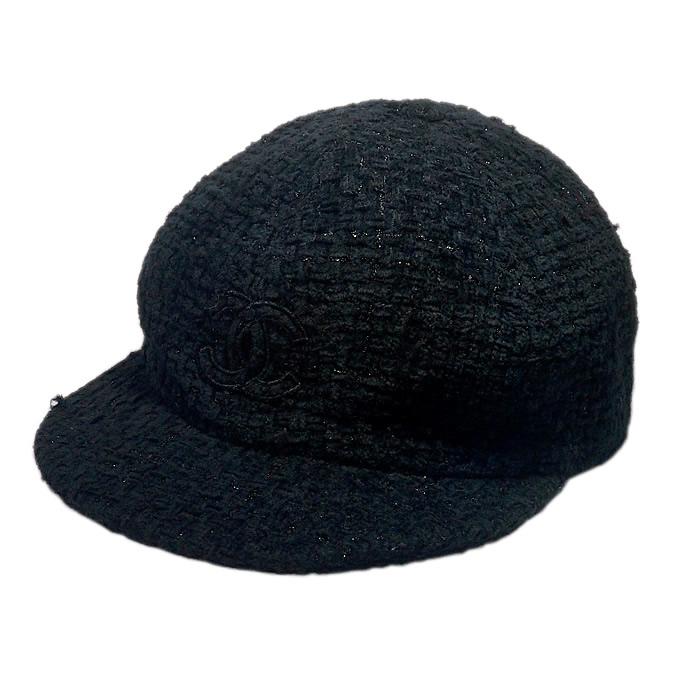 CHANEL ツイードキャップ Mサイズ 富士屋 ◇ シャネル CHANEL ツイード キャップ ブラック Mサイズ