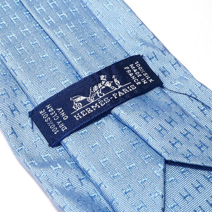 富士屋◇ エルメス HERMES シルク ネクタイ ブルーグレー H柄 : 富士屋