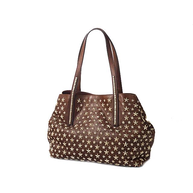 美品 ジミーチュウ レザー トートバッグ サシャ スタッズ スター ブラウン 美品 ジミーチュウ レザー トートバッグ サシャ スタッズ スター