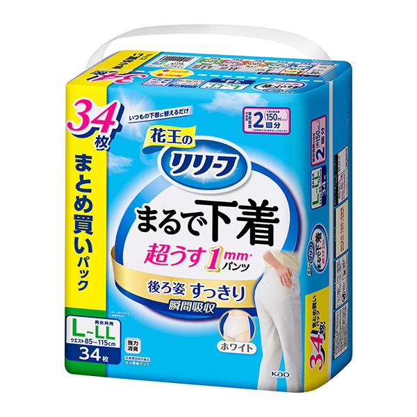 リリーフ まるで下着 超うすパンツ 2回分 L-LL 34枚入 2パック(1ケース