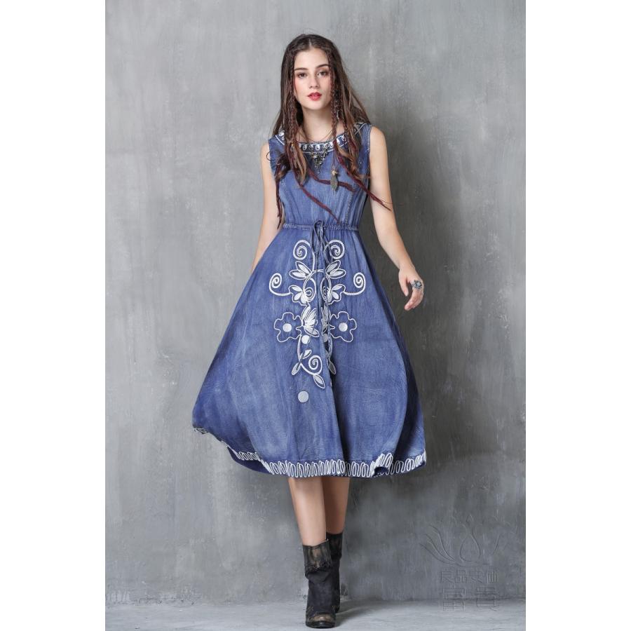 最も ダマスク柄 ｘラインワンピース レトロ フォークロア ワンピース 柄 無地 ロング丈 ノースリープ Aライン 夏 ワンピース ミモレ丈 夏 ノースリーブ リボン ドッキング 刺繍 デニム ワンピース チュニック Services Luthercare Com