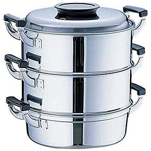 神子島製作所 桃印 丸型蒸器 29cm3段 18-0ステンレス 日本 AMS72293