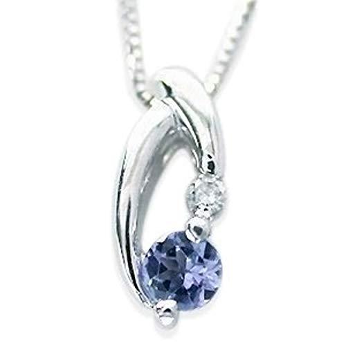 K18ホワイトゴールド タンザナイト（12月の誕生石） ダイヤ ネックレス