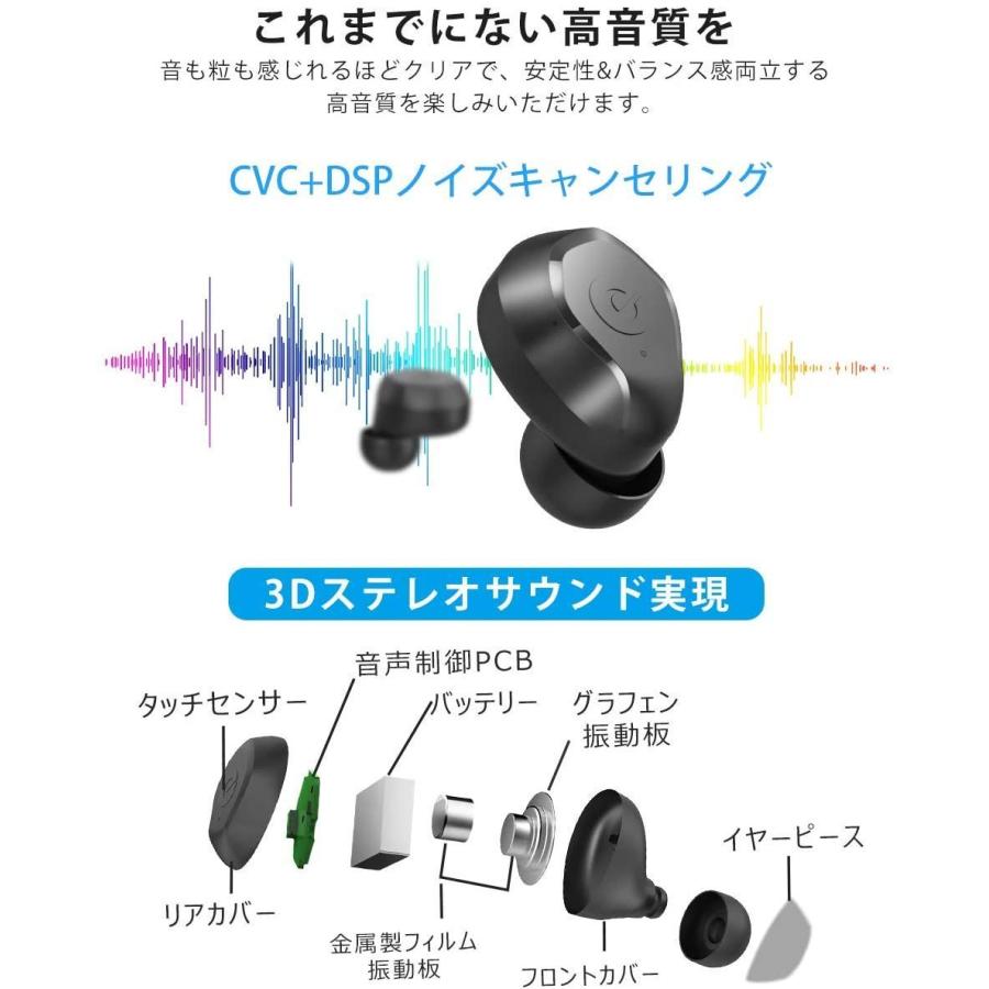 日本激安販壳サイト Bluetooth イヤホン 120時間連続駆動Bluetooth5.0 完全ワイヤレス イヤホン IPX7防水 ノイズキャンセリング対応