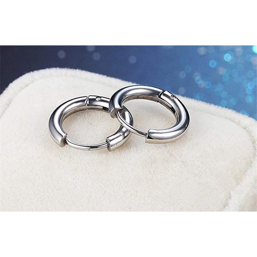Rockyu ブランド フープピアス メンズ レディース リング チタンピアス シンプル アクセサリー シルバー 18mm 古典