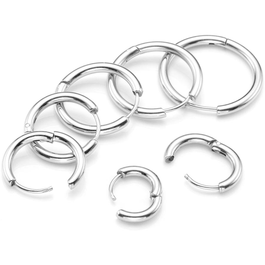 Rockyu ブランド フープピアス メンズ レディース リング チタンピアス シンプル アクセサリー シルバー 18mm 古典