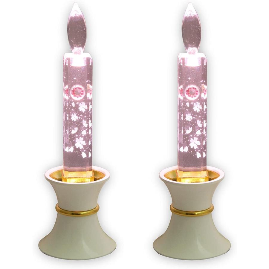 創価学会 仏具 LED クリスタル キャンドル 電気コード式 (21cm(M)， ピンク) 創価学会 仏具 LED クリスタル キャンドル 電気コード式 21cm ピンク