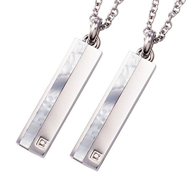 ホワイトクローバー ペアネックレス サージカルステンレス316L ダイヤモンド シェル プレート シルバー&シルバー 4SUP064SV& ホワイトクローバー ペアネックレス サージカルステンレス316L ダイヤモンド シェル プレート シルバー&シルバー 4SUP064SV&