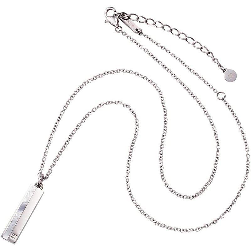 ホワイトクローバー ペアネックレス サージカルステンレス316L ダイヤモンド シェル プレート シルバー&シルバー 4SUP064SV& ホワイトクローバー ペアネックレス サージカルステンレス316L ダイヤモンド シェル プレート シルバー&シルバー 4SUP064SV&