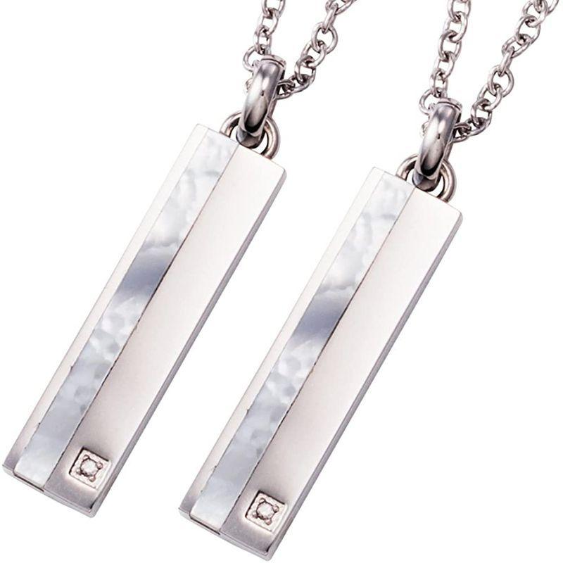 ホワイトクローバー ペアネックレス サージカルステンレス316L ダイヤモンド シェル プレート シルバー&シルバー 4SUP064SV& ホワイトクローバー ペアネックレス サージカルステンレス316L ダイヤモンド シェル プレート シルバー&シルバー 4SUP064SV&