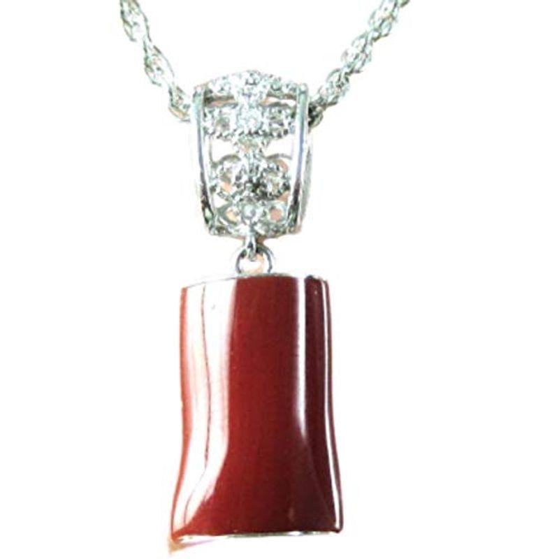 血赤珊瑚 ペンダント 13mm 高知産 サンゴ プチダイヤモンド付 18金ホワイトゴールド ネックレス 無染色さんご 63cm メッキチェー