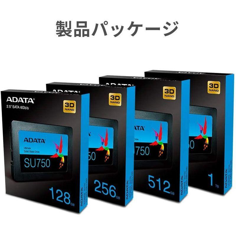 ADATA 2.5インチ 内蔵SSD 512GB SU750シリーズ 3D NAND TLC 搭載 SMIコントローラー 7mm ASU75 ADATA 5インチ 内蔵SSD 512GB SU750シリーズ 3D NAND TLC 搭載 SMIコントローラー 7mm ASU75