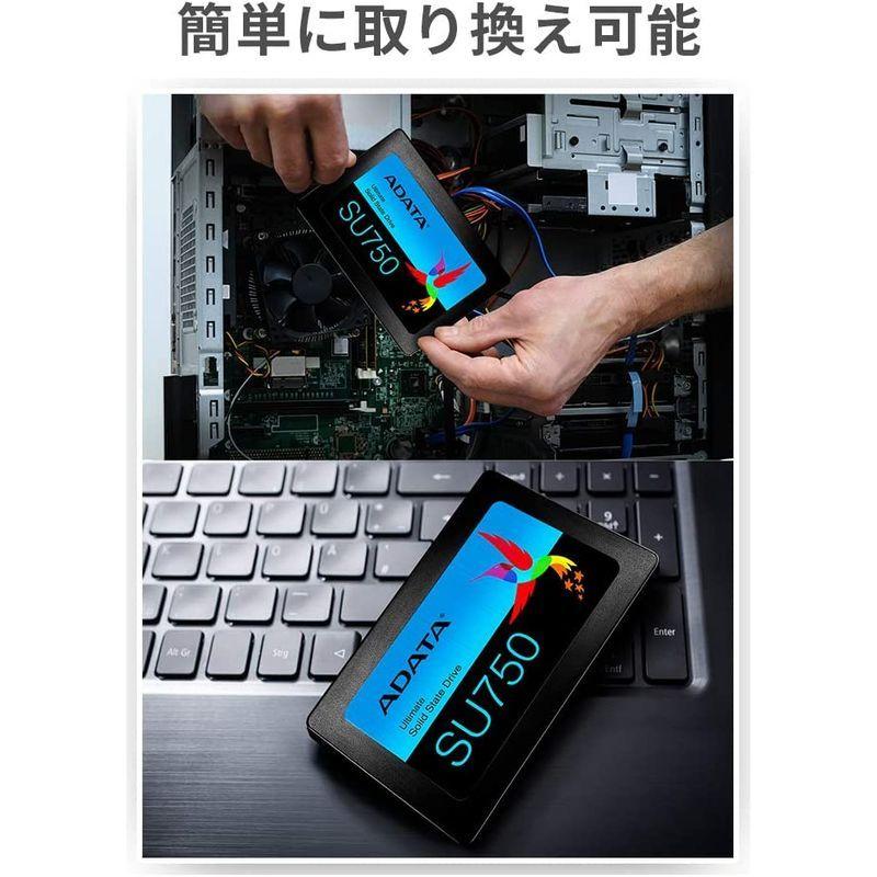 ADATA 2.5インチ 内蔵SSD 512GB SU750シリーズ 3D NAND TLC 搭載 SMIコントローラー 7mm ASU75 ADATA 5インチ 内蔵SSD 512GB SU750シリーズ 3D NAND TLC 搭載 SMIコントローラー 7mm ASU75