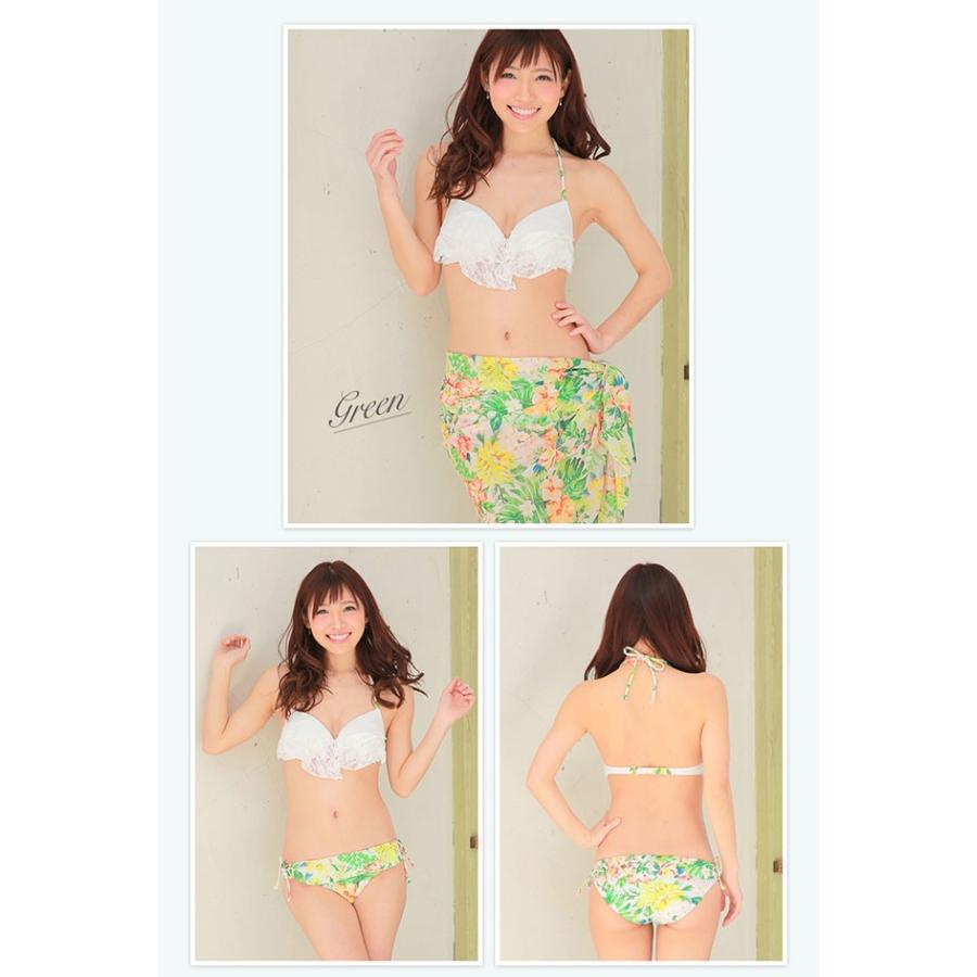 ♡パレオ付　花柄ブラック水着♡ パレオ付き花柄オフショルビキニ水着[tu1641] | レディース